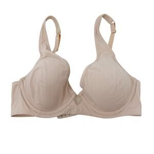 ThirdLove 38B Cream Taupe 24/7 Cotton Plunge Bra Wired Non Slip Strap Adjustable